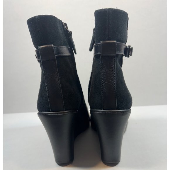 Rebecca Minkoff Leisoff Platform Bootie Wedge Black Leather And Suede 8.5 M 39 - Picture 5 of 8
